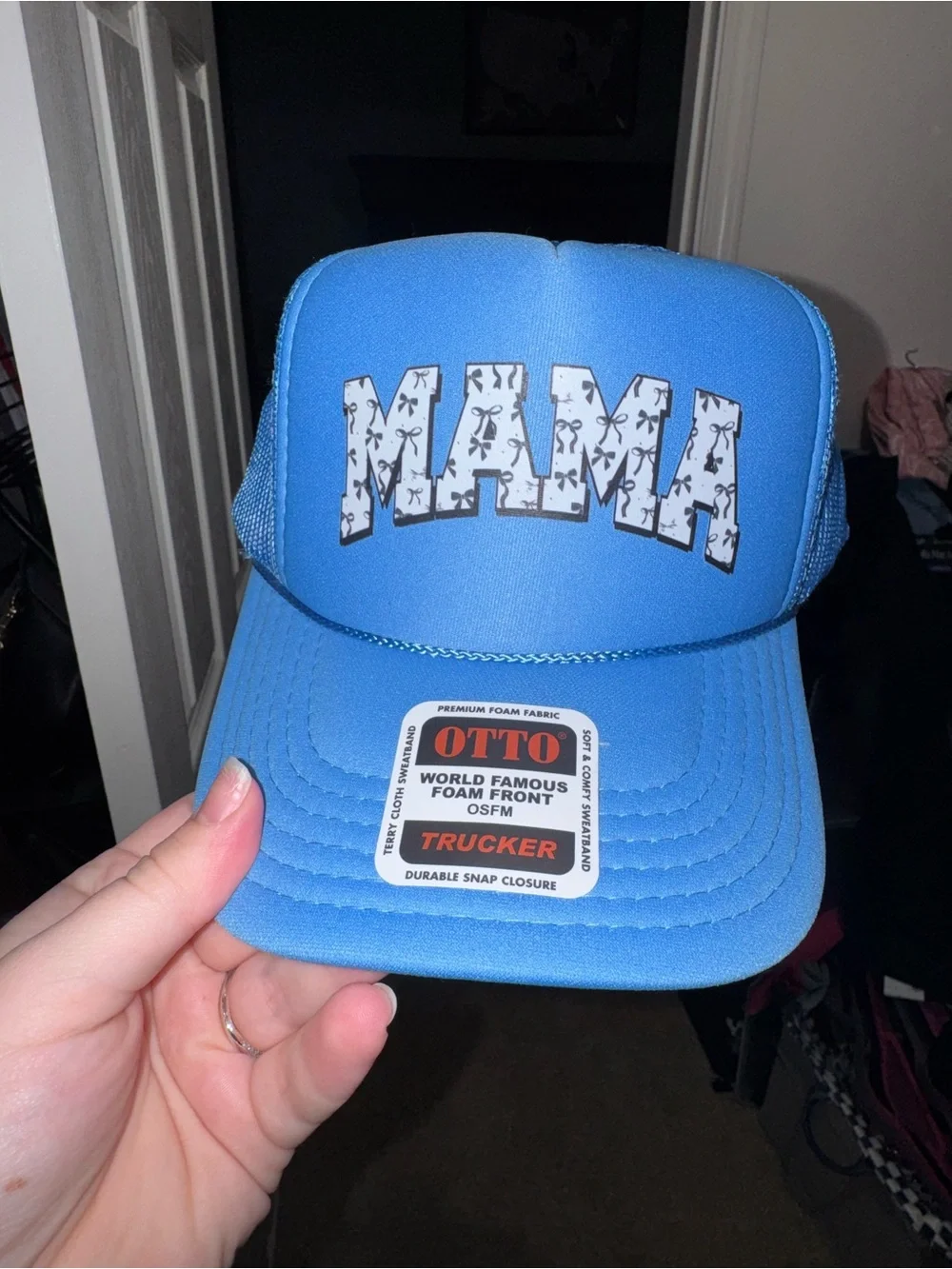 OTTO unisex Blue Foam Trucker Hat with 'MAMA' Graphic